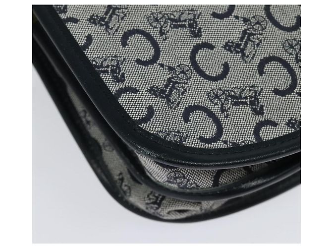 Céline Borsa a Spalla Celine C Sulky in Tela Blu Navy e Oro Auth 129708 D'oro - vista 15