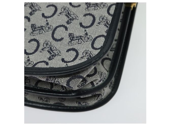 Céline Borsa a Spalla Celine C Sulky in Tela Blu Navy e Oro Auth 129708 D'oro - vista 16