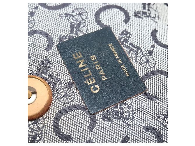 Céline Borsa a Spalla Celine C Sulky in Tela Blu Navy e Oro Auth 129708 D'oro - vista 18