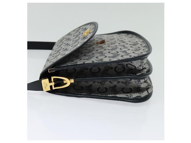 Céline Borsa a Spalla Celine C Sulky in Tela Blu Navy e Oro Auth 129708 D'oro - vista 3