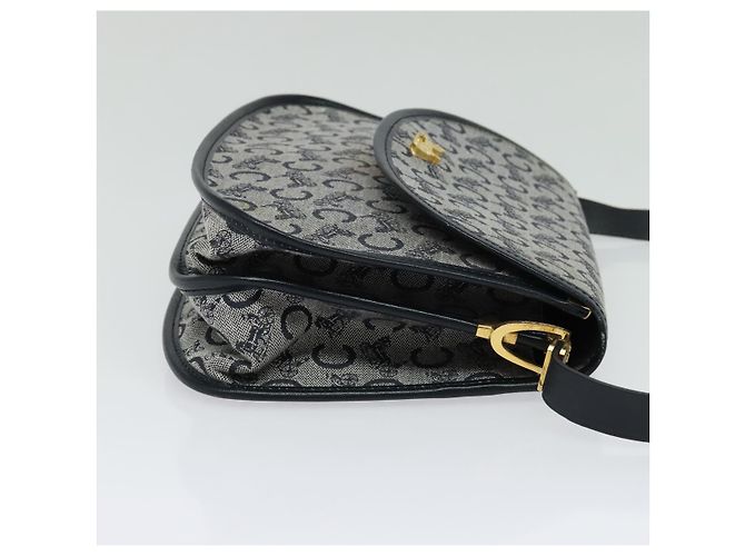 Céline Borsa a Spalla Celine C Sulky in Tela Blu Navy e Oro Auth 129708 D'oro - vista 4