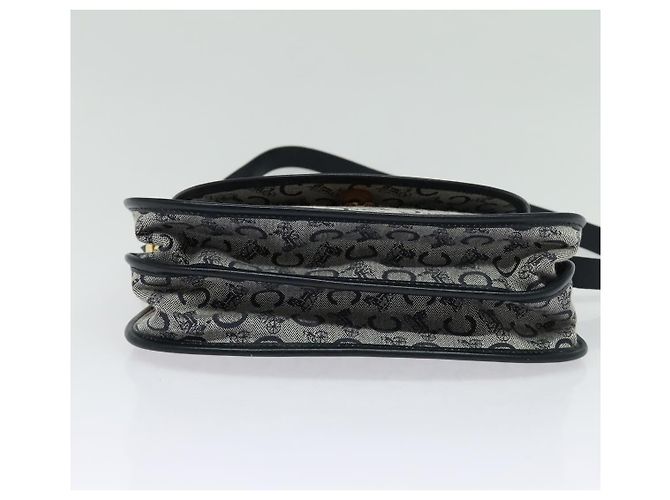 Céline Borsa a Spalla Celine C Sulky in Tela Blu Navy e Oro Auth 129708 D'oro - vista 5
