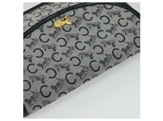 Céline Borsa a Spalla Celine C Sulky in Tela Blu Navy e Oro Auth 129708 D'oro - vista 6