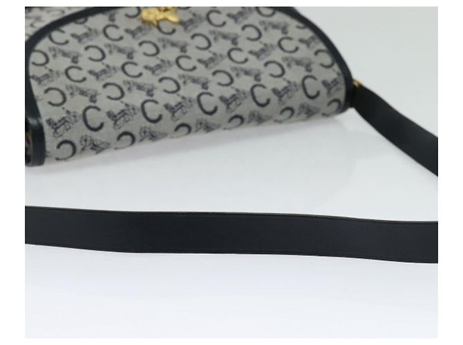 Céline Borsa a Spalla Celine C Sulky in Tela Blu Navy e Oro Auth 129708 D'oro - vista 7