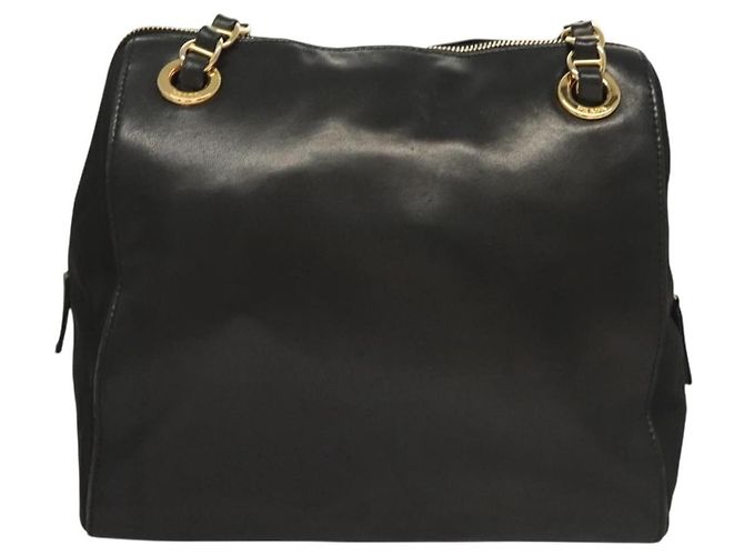 Borsa a spalla con catena Prada in pelle nera e oro Auth yk18939 Nero D'oro - vista 2