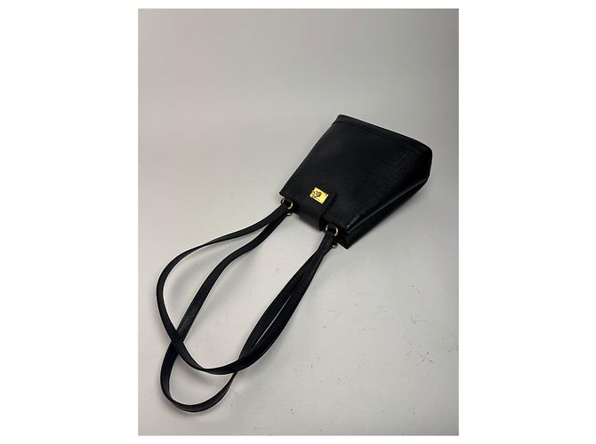 Vintage Courreges Paris Ledertasche schwarz - Ansicht 10