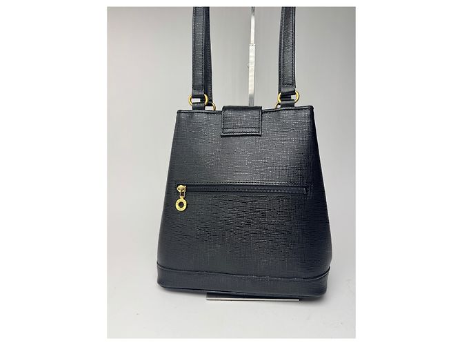 Vintage Courreges Paris Ledertasche schwarz - Ansicht 11
