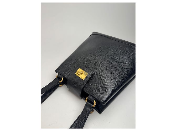 Vintage Courreges Paris Ledertasche schwarz - Ansicht 12
