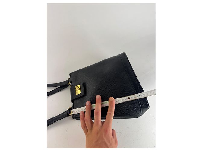 Vintage Courreges Paris Ledertasche schwarz - Ansicht 14