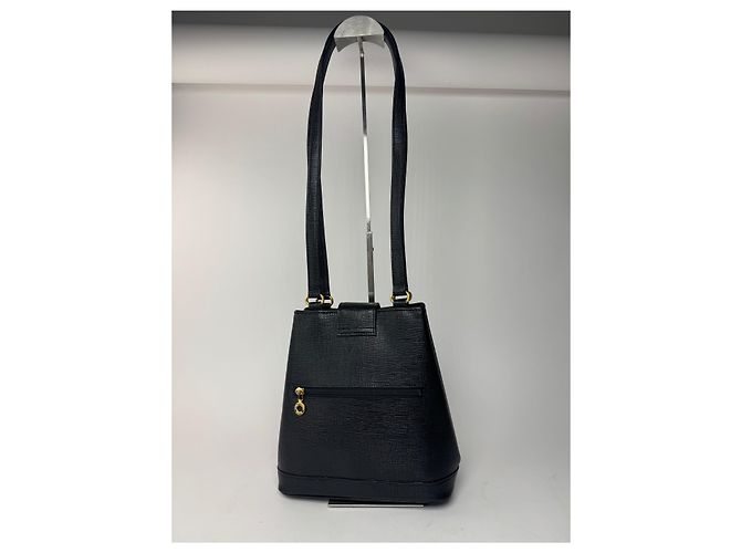Vintage Courreges Paris Ledertasche schwarz - Ansicht 2
