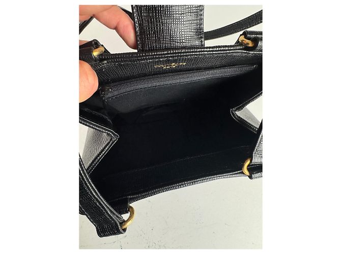 Vintage Courreges Paris Ledertasche schwarz - Ansicht 3