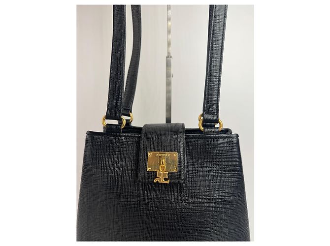 Vintage Courreges Paris Ledertasche schwarz - Ansicht 6