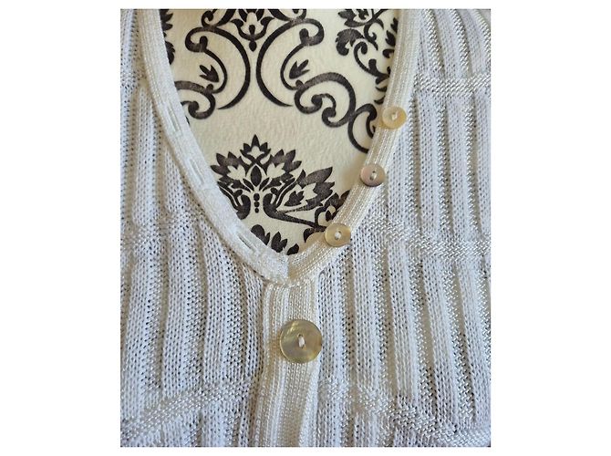 Weißes enges Strickkleid mit Perlmuttknopf von La Fée Maraboutée Größe 36 S 1 - Ansicht 5