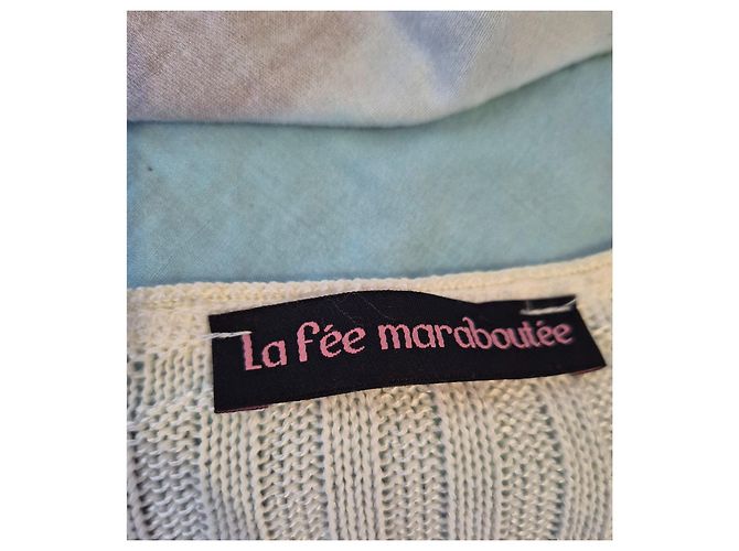 Weißes enges Strickkleid mit Perlmuttknopf von La Fée Maraboutée Größe 36 S 1 - Ansicht 6