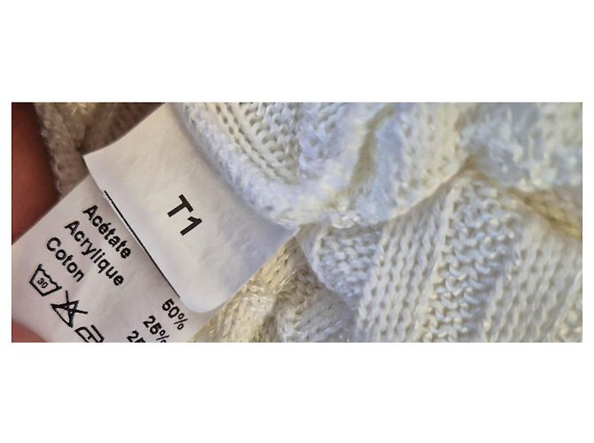 Weißes enges Strickkleid mit Perlmuttknopf von La Fée Maraboutée Größe 36 S 1 - Ansicht 7