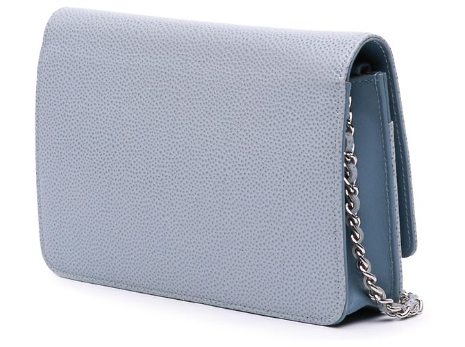 Wallet On Chain Carteira Chanel Blue CC Caviar com corrente - vista 2