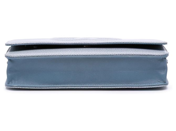 Wallet On Chain Carteira Chanel Blue CC Caviar com corrente - vista 3