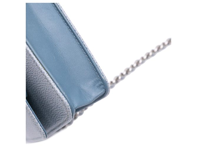 Wallet On Chain Carteira Chanel Blue CC Caviar com corrente - vista 8