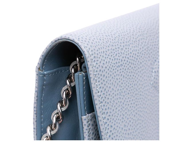 Wallet On Chain Carteira Chanel Blue CC Caviar com corrente - vista 9