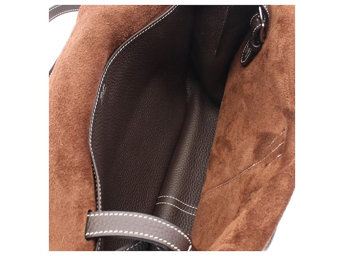 Hermès Halzan 31 in Taurillon Clemence Marrone Marrone scuro - vista 3