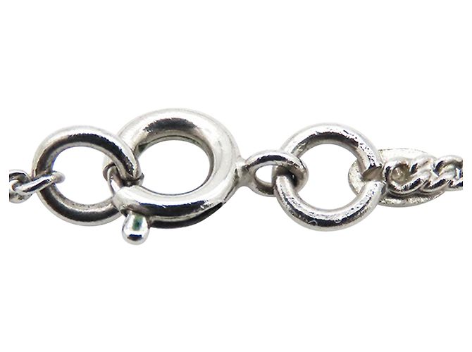 Chanel Silber CC Silberbeschichtete Emaille Herz- und Kleeblatt-Anhänger-Halskette - Ansicht 7