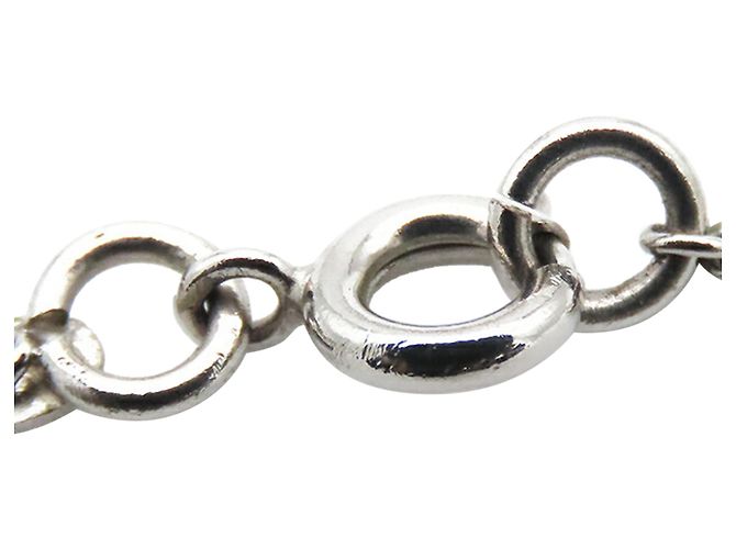 Chanel Silber CC Silberbeschichtete Emaille Herz- und Kleeblatt-Anhänger-Halskette - Ansicht 8