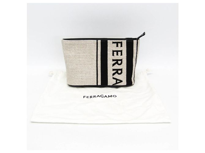 Salvatore Ferragamo Logo EE-24 1638 Pouch Black Beige - view 2