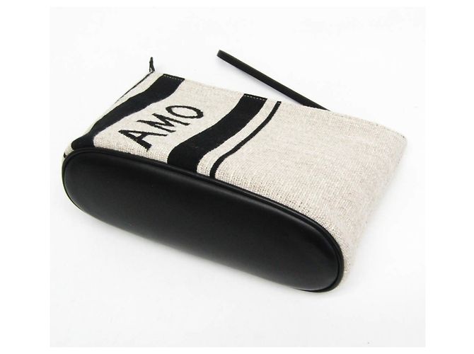 Salvatore Ferragamo Logo EE-24 1638 Pouch Black Beige - view 3