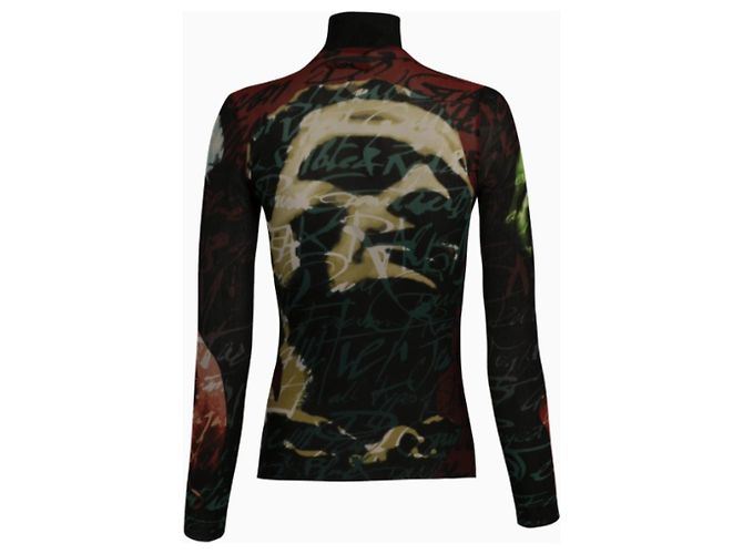 Top Jean Paul Gaultier, modelo Tattoo Mesh FW 1997 Negro Multicolor - vista 2