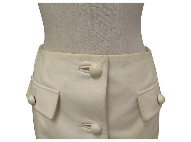 FALDA MIDI CHRISTIAN DIOR 2E5J87AL118 CUERO CREMA S 36 - vista 2