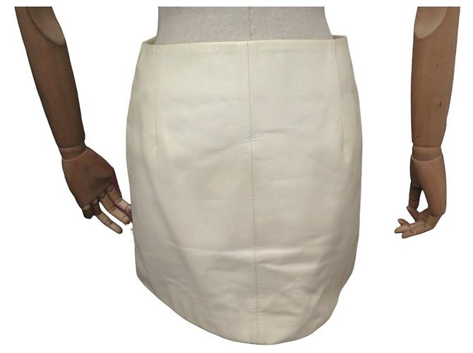 FALDA MIDI CHRISTIAN DIOR 2E5J87AL118 CUERO CREMA S 36 - vista 3