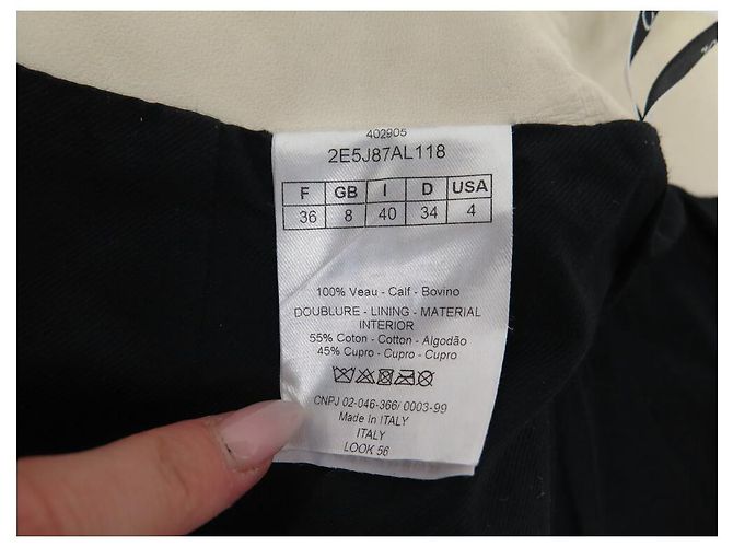 FALDA MIDI CHRISTIAN DIOR 2E5J87AL118 CUERO CREMA S 36 - vista 7