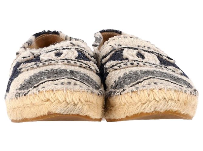 Espadrillas Chanel a punta a righe CC in tela multicolore Marrone Rosso - vista 2