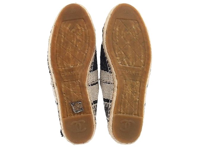 Espadrillas Chanel a punta a righe CC in tela multicolore Marrone Rosso - vista 6