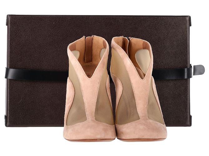 Botas ankle em malha Alaïa Azzedine em camurça rosa - vista 2