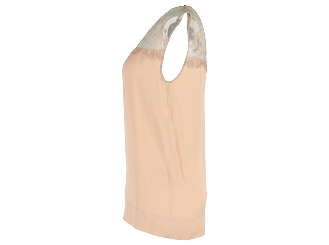 Stella Mc Cartney Top sin mangas de encaje en seda beige de Stella McCartney - vista 2