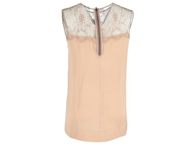 Stella Mc Cartney Top sin mangas de encaje en seda beige de Stella McCartney - vista 3