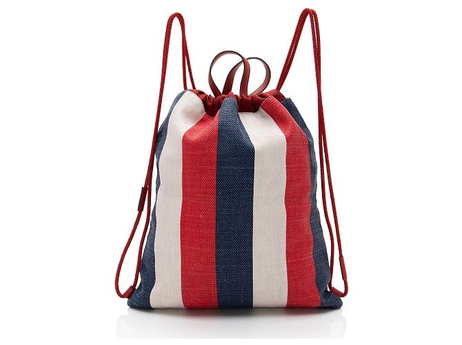 Gucci Canvas Sylvie Stripe Logo Drawstring Backpack - view 3