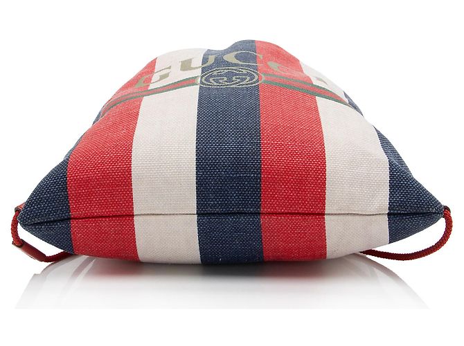 Gucci Canvas Sylvie Stripe Logo Drawstring Backpack - view 4