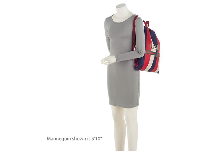 Gucci Canvas Sylvie Stripe Logo Drawstring Backpack - view 5