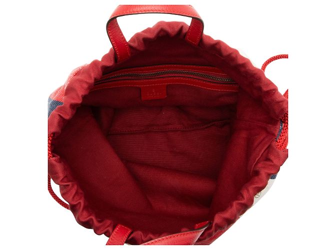 Gucci Canvas Sylvie Stripe Logo Drawstring Backpack - view 7