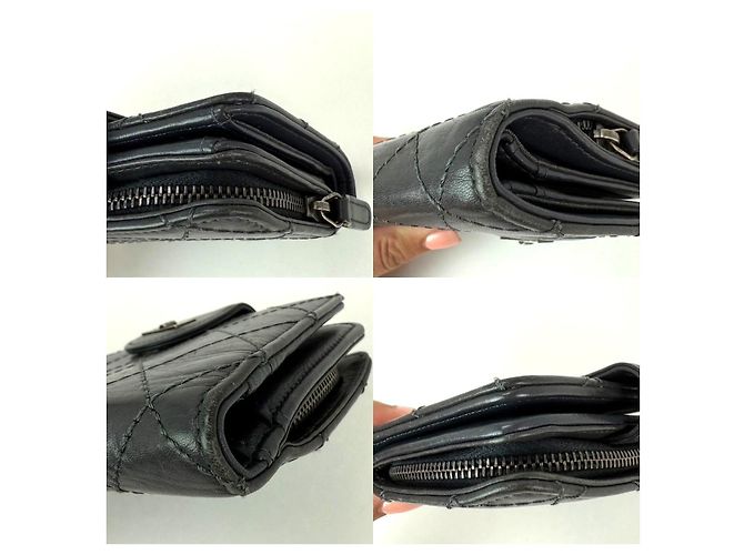 Chanel 2.55 Reissue Compact Wallet aus gealtertem Kalbsleder in Grau mit Reißverschluss - Ansicht 4
