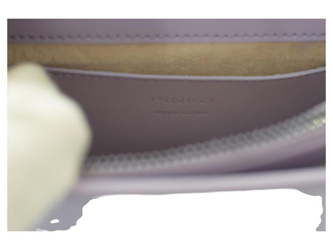Borsa Pinko Love One Mini C - Pelle lilla con tracolla a catena e fibbia a forma di uccello Porpora - vista 14