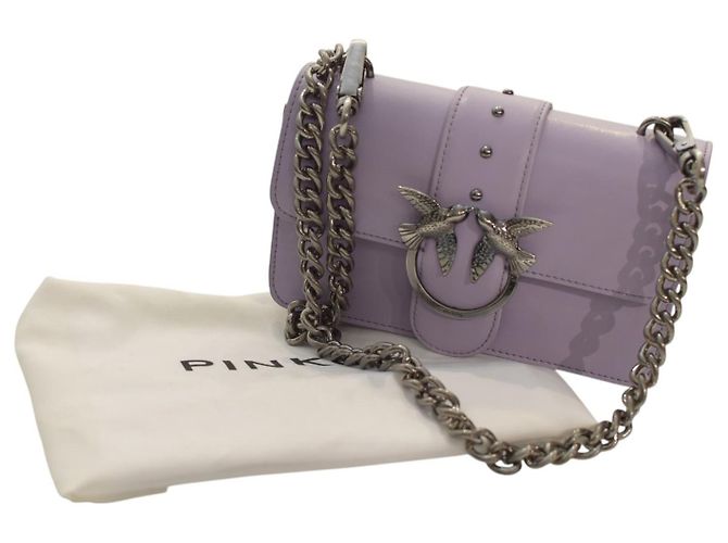 Borsa Pinko Love One Mini C - Pelle lilla con tracolla a catena e fibbia a forma di uccello Porpora - vista 16