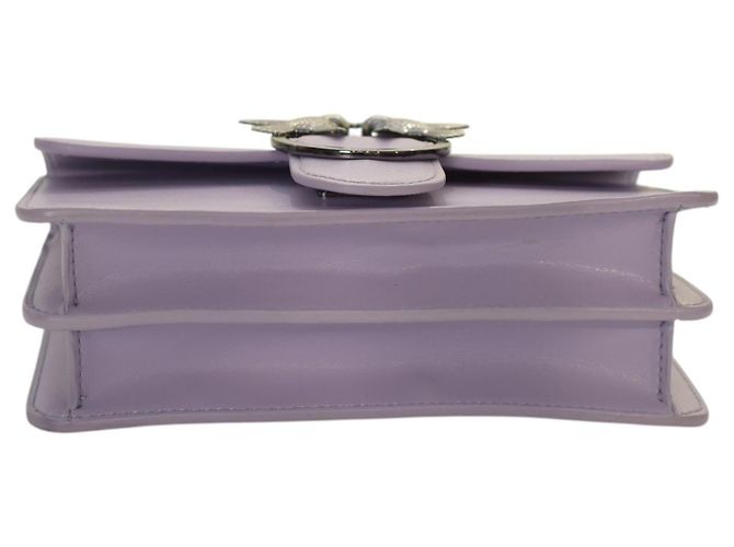 Borsa Pinko Love One Mini C - Pelle lilla con tracolla a catena e fibbia a forma di uccello Porpora - vista 6