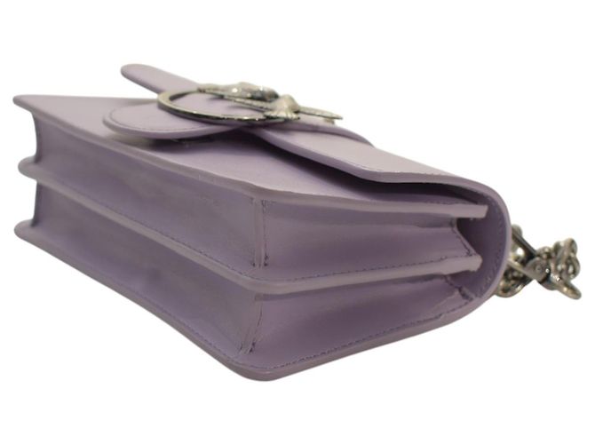 Borsa Pinko Love One Mini C - Pelle lilla con tracolla a catena e fibbia a forma di uccello Porpora - vista 8