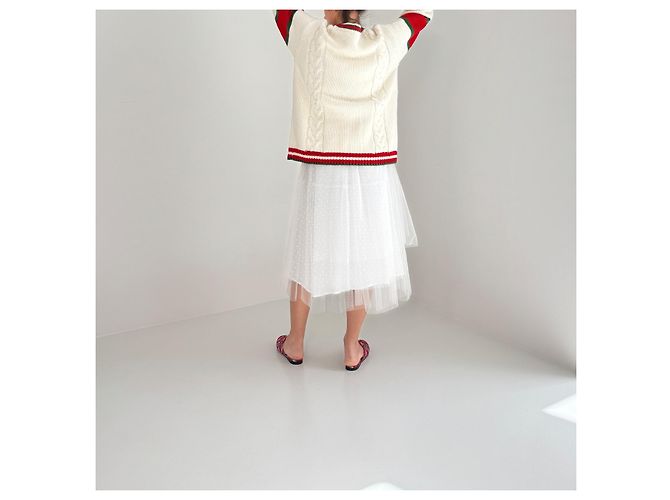 Falda de tul multilayer blanca Muveil Blanco - vista 9