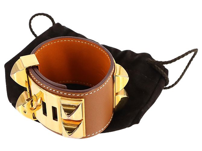Pulseira Collier de Chien Hermès Marrom Dourado - vista 2