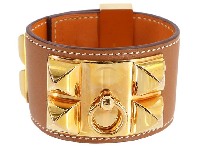 Pulseira Collier de Chien Hermès Marrom Dourado - vista 3