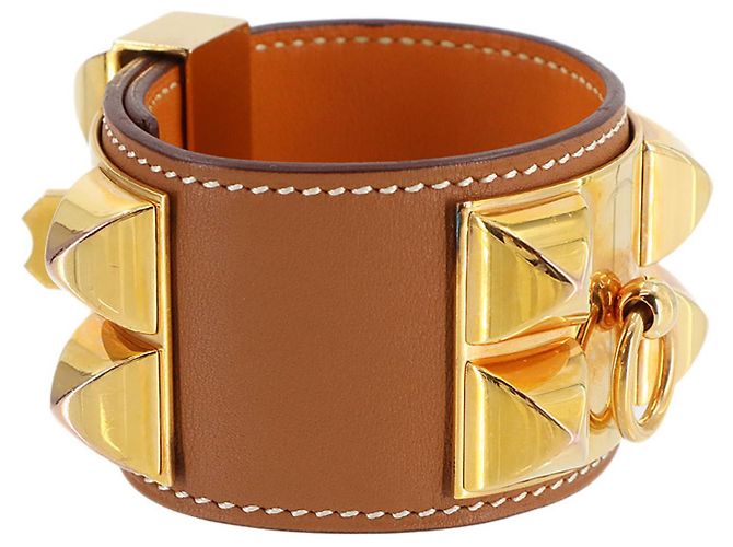 Pulseira Collier de Chien Hermès Marrom Dourado - vista 4